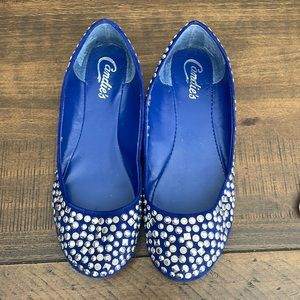 Candies blue&silver flats